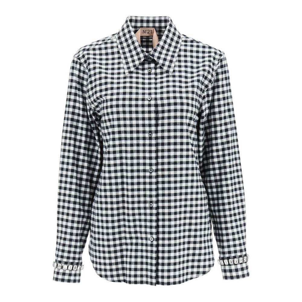 N21 oversized gingham shirt with crystals